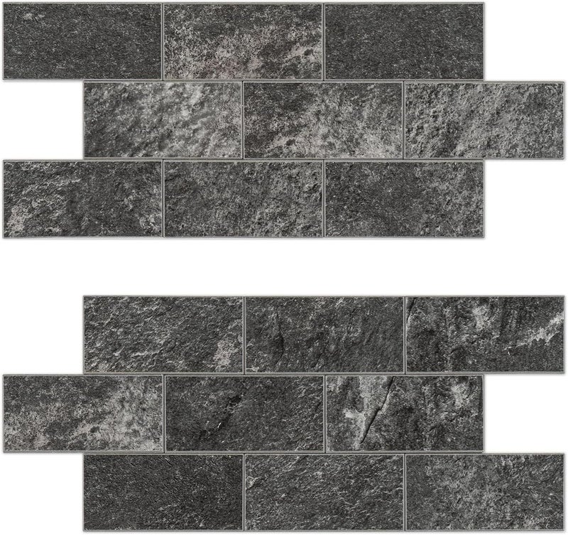 V-MOZZA 20-Sheet Peel and Stick Backsplash PVC Wall Tile, Stickon Tile for Kitchen Backplash, Bathroom Vanities, Fireplace Decor, Laundry Table, Stair Decals in Dark Granite, Plastic-Sheets - Image 1